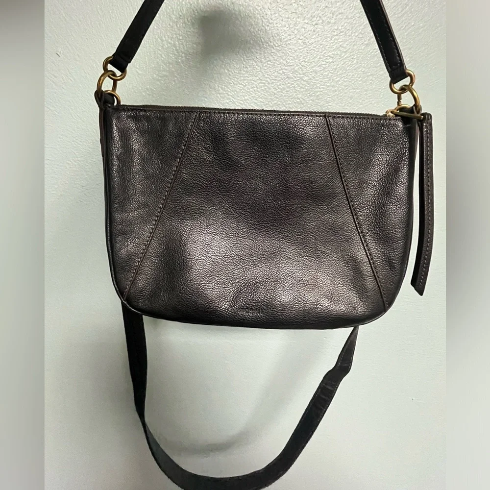 Fossil Black Leather Cross body Bag Purse - Picture 3 of 16